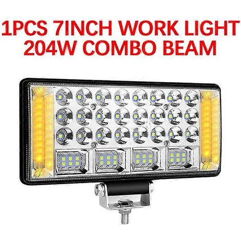 Barre lumineuse de travail LED étanche 12-24 V, projecteur carré 48 W, phare de travail pour camions, éclairage de conduite de nuit tout-terrain pour SUV, 68 LED, 1 pièce (1/5)