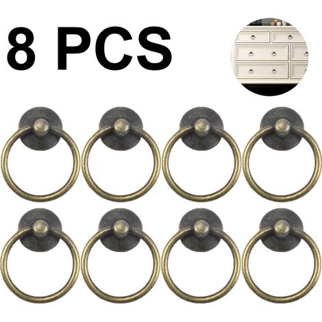 8 Piezas Tiradores de Mueble Tirador de Mueble Vintage Tiradores de Armario Tiradores de Cajón Tiradores de Armario y Cajón Anillo para Mueble Armario Cómoda Puerta Tirador de Mueble (1/4)