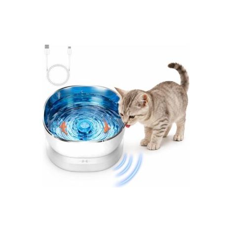 Fontaine à eau automatique pour chat, abreuvoir intelligent sans fil, circulation silencieuse, bol suspendu, inox 304, 202012, blanc (1/5)