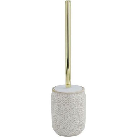 Cleafe - Portascopino Bagno Wc Toilette Bianco Design Etnico Bordo Dorato Con Scopino 87793 - (1/2)