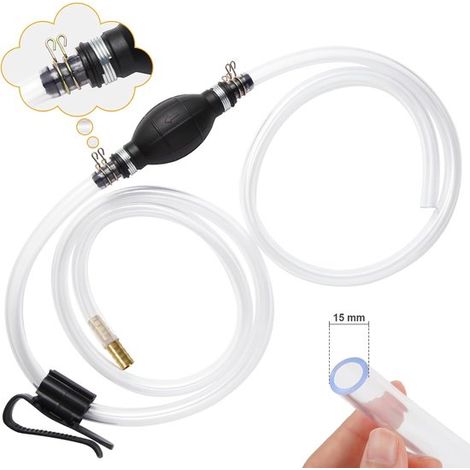 Pompe à carburant manuelle - Tuyau de siphon pour essence et diesel - Diamètre 15 mm - Avec clapet anti-retour (1/5)
