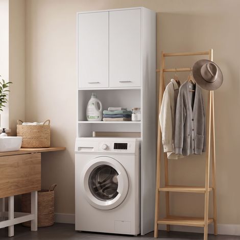 Meuble sous-lave-linge à 2 portes, 66 x 24 x 191 cm, blanc (1/5)