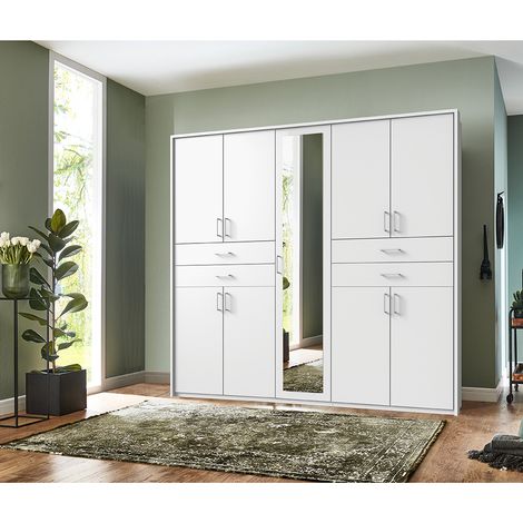 Kleiderschrank mit Passepartoutrahmen, 228 cm breit, modern in weiß, TREVISO-43 (1/5)