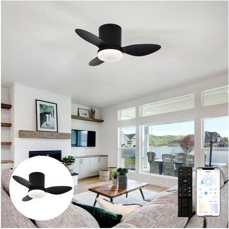 Ventilateur de plafond avec éclairage. 3 intensités lumineuses. Ventilateur de 63,5 cm (25 po) avec télécommande. 110 V, noir. (1/5)