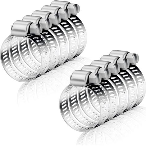 Sollbry Verstellbare Schlauchschellen, 10 Stück, Metall-Schlauchschellen 16–25 mm, Edelstahl-Schlauchschellen für Lüftungskanäle, Dunstabzugshauben, Abgasrohre und Ventilatoren (1/5)