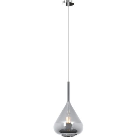 Sospensione Contemporanea Kona Metallo Cromo Vetro Fumè 1 Luce E27 (1/3)