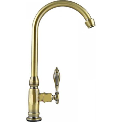 Robinet de Cuisine Mitigeur Robinet Laiton Brossé,Eau Froide Robinet Rotatif Lavabo,Robinet de Lavabo avec Tirette pour Vasque et Lave Mains,Bronze antique (1/5)