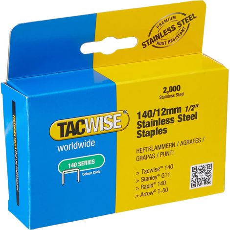 140 Stainless Steel Staples 12mm (Pack 2000) - TAC1220