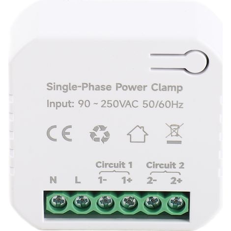 Compteur d'énergie monophasé Tuya Wifi 80 A avec pince ampèremétrique 2CT, application mobile, suivi de la consommation électrique (kWh), statistiques de consommation, 90-250 V CA, 50/60 Hz (1/5)