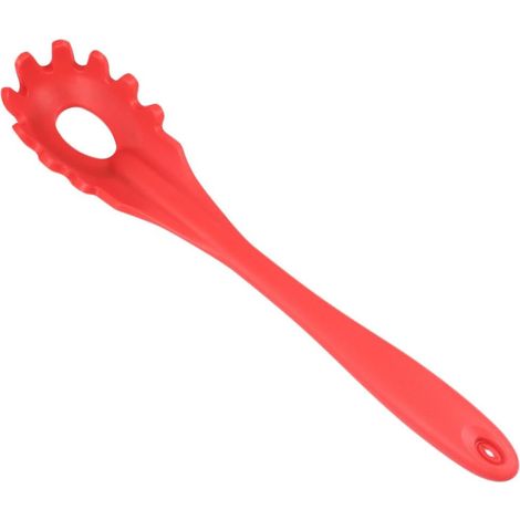 Cuillère spaghetti silicone rouge résistante chaleur, louche pâtes pratique pour service quotidien maison (1/5)
