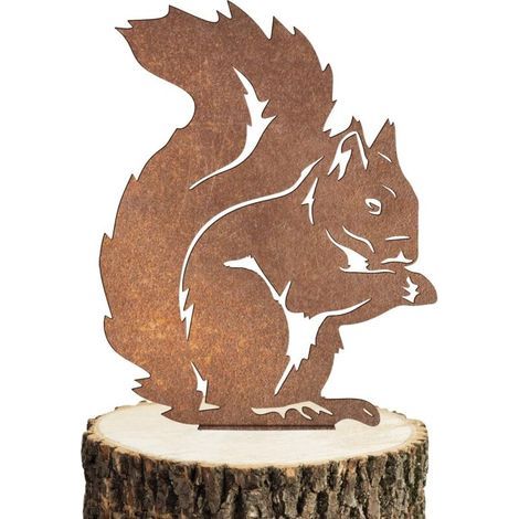 BUNTHAUS Écureuil Rouillé à Visser dans Le Bois, Décoration de Jardin en Métal, Ecureuil Decoratio