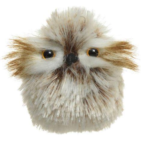 Kaemingk – Suspension de Noël hibou blanc et marron, Ø 6 cm, polyester