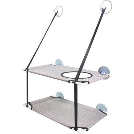 Siège de fenêtre pour chat Hamac pour chat Siège de fenêtre Double Grand chat Gain de place pour chat Perchoir de sécurité durable monté sur fenêtre avec 6 ventouses Convient aux grands et petits chat (1/4)