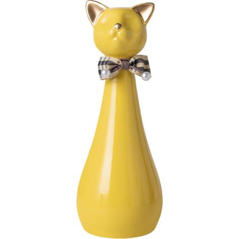 Urne funéraire pour animaux de compagnie - Pot commémoratif en céramique jaune pour chats, orné d'un nœud à carreaux, boîte de rangement hermétique et résistante à l'humidité, 550 ml, contenant pour l