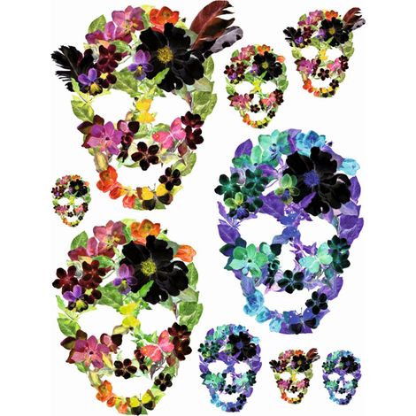 sticker mural visages violet, vert et rose - Sanders & Sanders