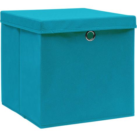 Maison Exclusive - Scatole con Coperc10pz Azzurre 32x32x32 cm Tessuto