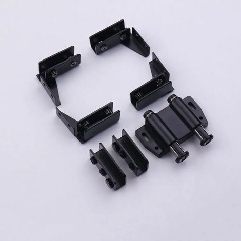 (Style 6) 2 charnières en alliage de zinc pour porte en verre, fixation sans cadre, fermeture automatique, sans perçage, pour meubles et armoires. (1/5)