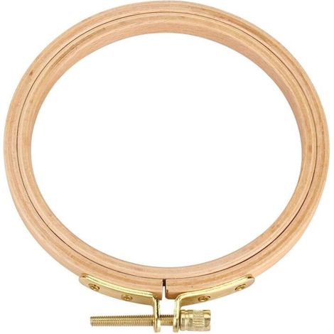 Cerceaux à Broder en Bambou Cercle Croix Créoles Bague Ronde Réglable à Broder Cercle Cadre pour DIY, 10.5CM (1/5)