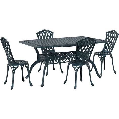 Set da Pranzo per Giardino 5 pcs Verde Alluminio vidaXL
