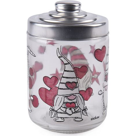 Excelsa 65387, Gnome Sweet Home Barattolo con Coperchio, 800 ml., Vetro, Cm. 10 x 10 x H. 15