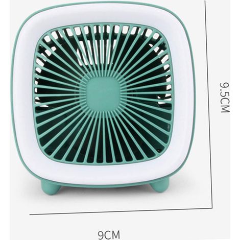 Mini-ventilateur portable,LED Veilleuse,3vitesse,Recharge USB,Grand angle à 360°,Matériel ANS,Travailler de chez soi,vert (1/4)