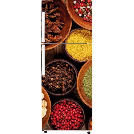 Stickers Frigo - Epices - 65x150 cm - Idéal pour frigo 55x150 cm - Adhésif BRILLANT (1/2)