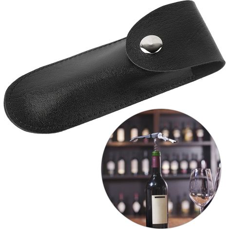 Neues Flaschenöffner-Lederetui, kleine Ledertasche, Weinmesser-Set, Weinwerkzeug-Tasche aus PU-Leder (Schwarz) (1/5)