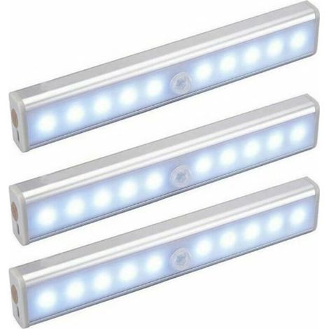 Set of 3 10 LED Lights, Wireless, USB Rechargeable, Magnetic, Motion Sensor, Portable. Closet light, portable emergency light, children's night light, auxiliary light (1/5)
