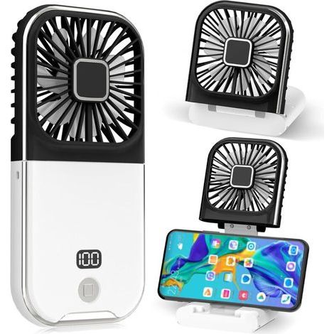 Mini-Tragbarer Ventilator, USB-wiederaufladbarer Handventilator, Kleiner tragbarer Handventilator, Leiser Taschenventilator für Büro, Zuhause, Outdoor, Schlafen (Schwarz) (1/5)