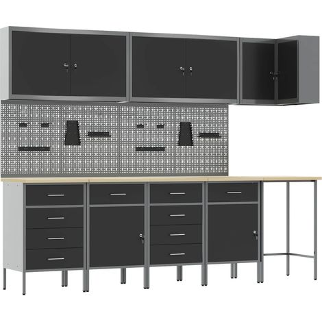 Maison Exclusive - Ensemble de placards de travail 12 pièces Noir et gris (1/5)