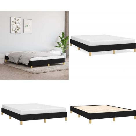 Bettgestell ohne Matratze Schwarz 140x200 cm Stoff - Bettrahmen - Doppelbett - Boxspringbetten - Lattenrost - Bettgestell - Home & Living (1/5)