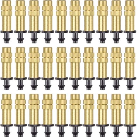 30 Pièces Buse d'Atomisation en Cuivre Réglable Pulvérisateur d'Irrigation Goutte à Goutte 4 / 7mm Atomisation Micro Arroseur Équipement d'Irrigation Refroidissement Jardin Serre Légumes