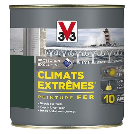 V33 Peinture Climats Extrêmes Fer Vert Omorika Mat 0,5 L (1/3)