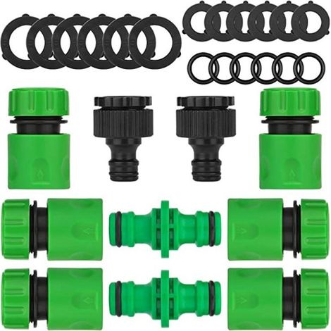 Lot de 10 Raccords d'arrosage Rapides Ensemble pour Tuyau d'arrosage (6Pcs 1/2" Tuyau Rapides Raccord,2Pcs Double connecteur,2Pcs Connecteur Nez de Robinet)