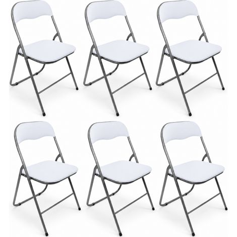 Set 6 Sedie Pieghevoli Imbottite Salvaspazio in Acciaio da giardino picnic Colore BIANCO Colore Bianco (1/5)