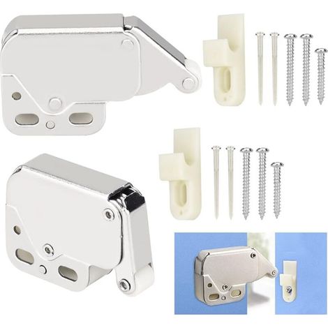 2pcs Spring Lock Cabinet Door Hinge Stainless Steel Cabinet Door Spring Lock Cabinet Door Spring Cabinet Door Hinge with 6 Screws and 4 Nails for French Door (1/5)