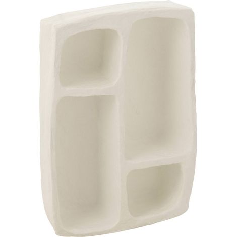 Étagère murale design blanc en papier mâché compartimentée - Blanc mat artisanal (1/3)