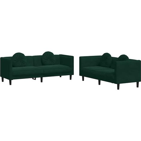 Maison Exclusive - Set di Divani 2 pz con Cuscini Verde Scuro in Velluto (1/5)