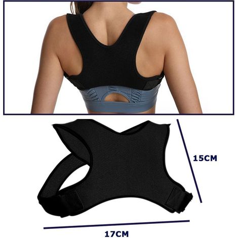 TrAdE Shop Traesio - Fascia Top Per Donna Posturale Schiena Supporto Regolabile Tutore Lombare Nero -