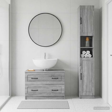 vidaXL 2 Piece Bathroom Cabinet Set UTRECHT Grey Sonoma (1/5)