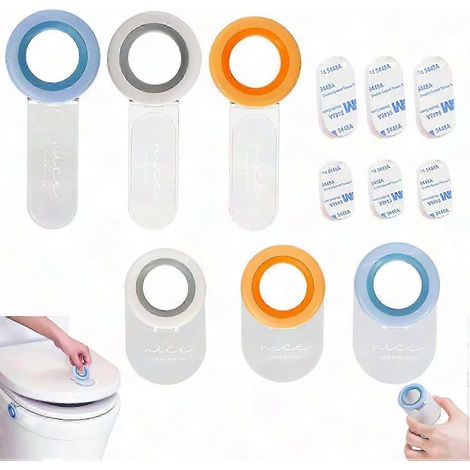Poignées de levage de siège de toilette avec adhésif - Lot de 6 pour soulever facilement le couvercle des toilettes (1/5)