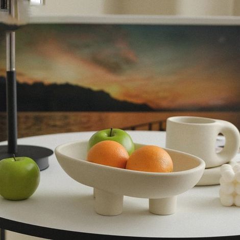 Coupe à fruits en céramique à trois pieds, 25 cm (10 pouces), pour le pain, les en-cas et les légumes (1/5)