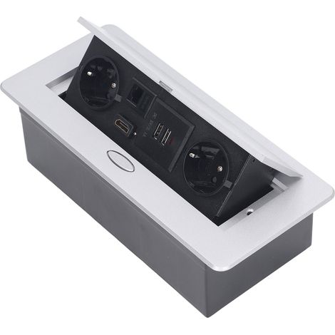 Multiprise de bureau 16A, boîtier de connexion de table, double port USB, alimentation secteur standard, soudure gratuite pour bureau (1/5)