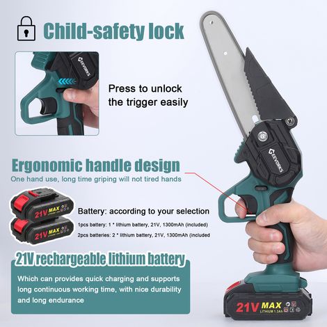 GARRYFIZH Scie élagage électrique 21V 6 pouces rechargeable une main jardin (1/5)