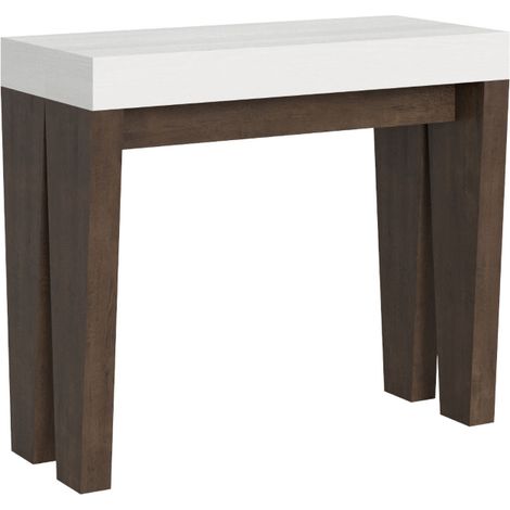 Consolle allungabile 90x40/300 cm Spimbo Mix piano bianco frassino - struttura noce (1/5)