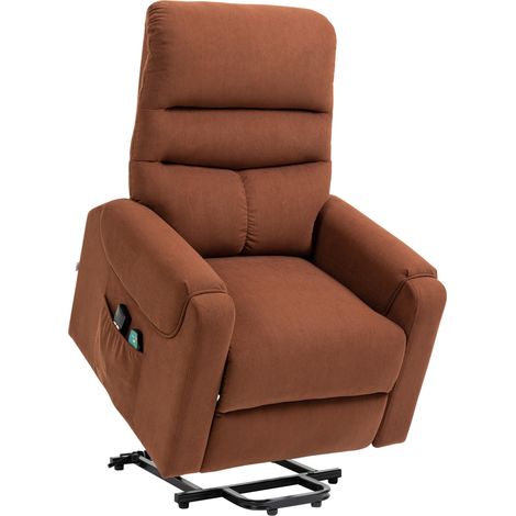 Sillón elevador eléctrico HOMVRA con masaje y calor, reclinable, poliéster marrón, 79x97x103 cm (1/5)
