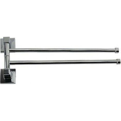 Trade Shop - Toallero De Pared 2 Brazos Baño Acero Cromado Cuadrado 36x14,5cm 59196 - (1/2)