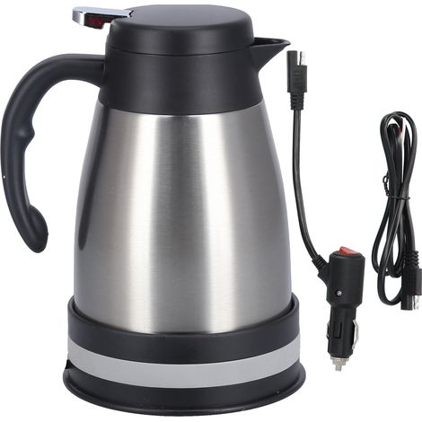 Bouilloire électrique 24V 1200ml en acier inoxydable pour voiture et voyages - Argent (1/5)