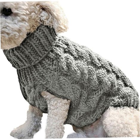Pull de chien pulls petits chiens à col roulé à col roulé à col roulé pull en tricot élastique chariot d'hiver hiver épais chaud de petites vêtements de chien classiques pour chihuahua yorksyie,gris (1/5)