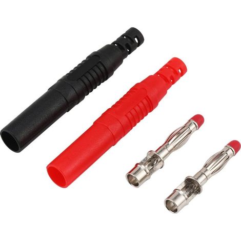 Stück 4 mm isolierte Bananenstecker und -buchsen, männliche und weibliche sichere lötbare Bananenstecker für Multimeter-Messleitungen (1/4)